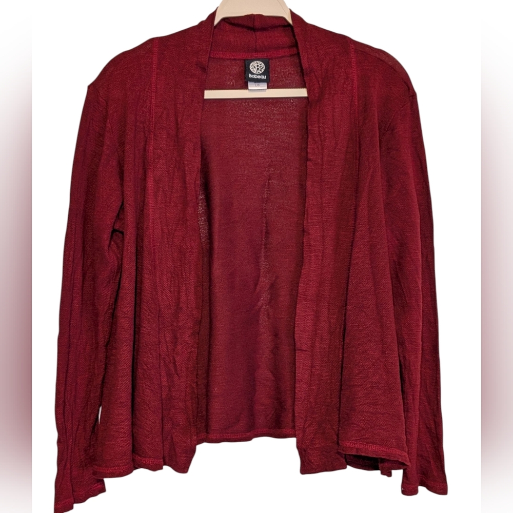 Bobeau Red Open Front Cardigan